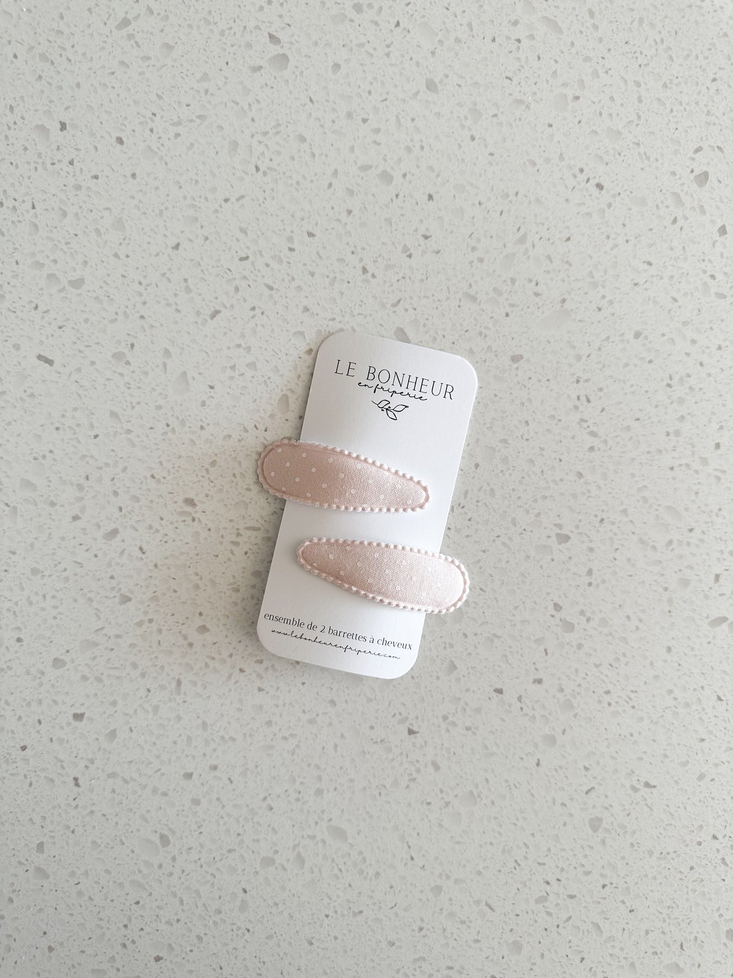 Ensemble de 2 barrettes à cheveux - Beige à picots