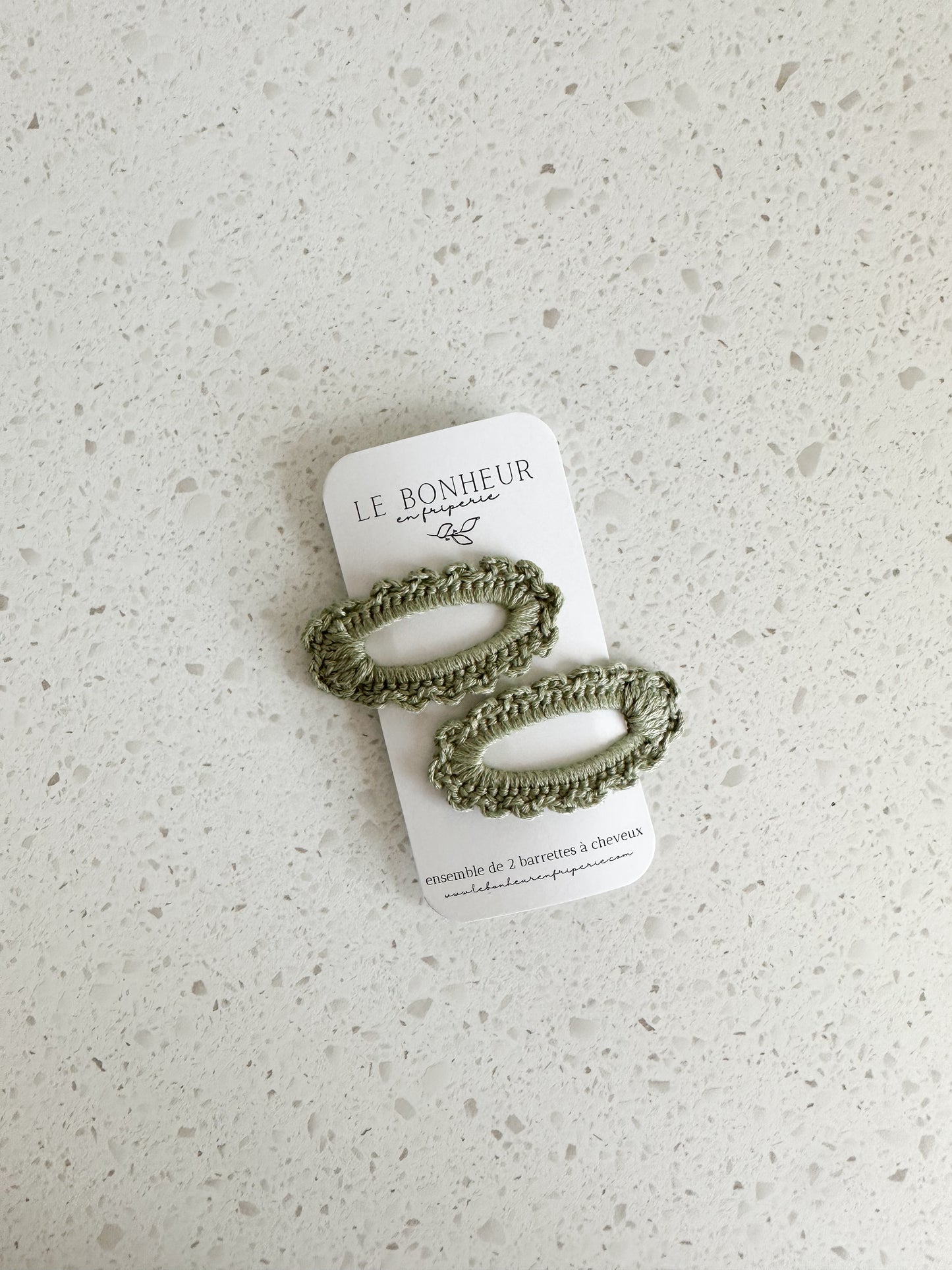 Ensemble de 2 barrettes en tissu pour cheveux - Sauge