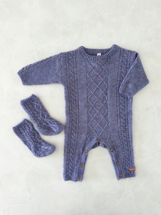 Combinaison en laine + Bas en laine - Souris Mini - 3-6 mois