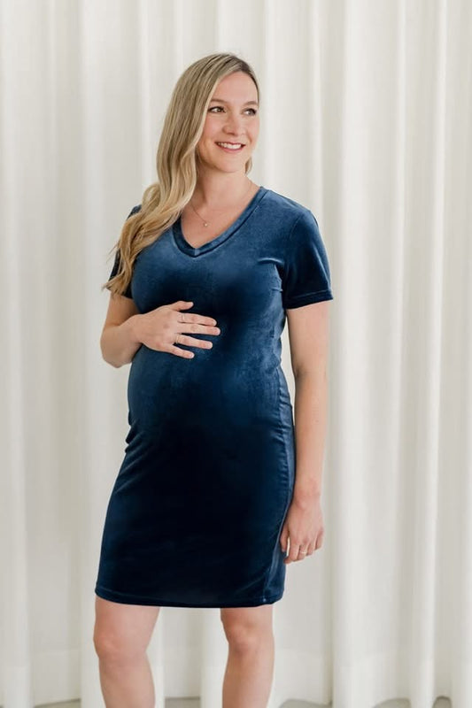 NEUF - Robe col en V en velours - Rose Maternité - Grandeur M