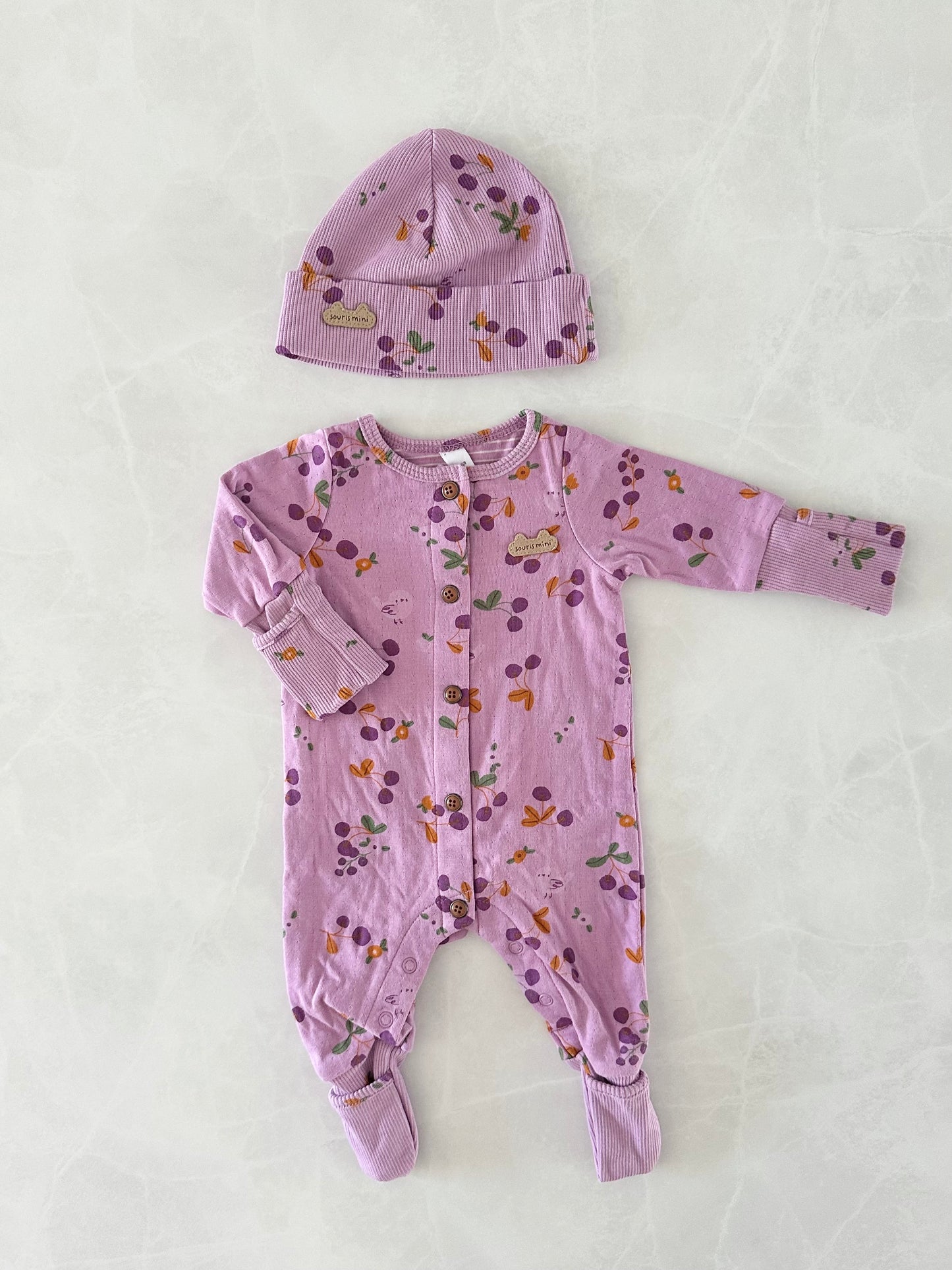 Pyjama + Bonnet - Souris Mini - 0-3 mois