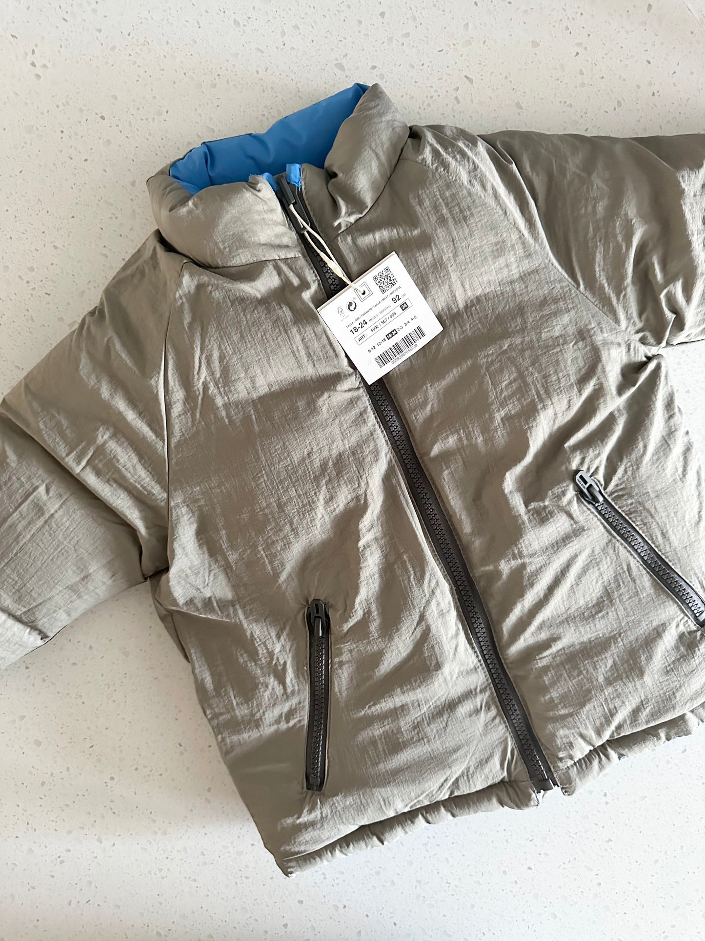 NEUF - Manteau mi-saison réversible - Zara - 18-24 mois